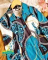 شومیز جلو دکمه ورساچه سلطنتی سبز آبی