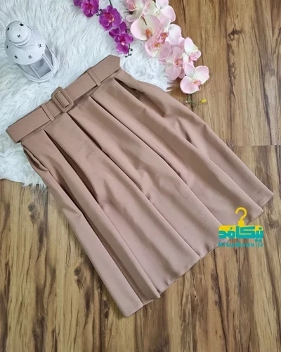 دامن پیله ای با کمربند نسکافه ای 