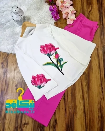 ست شومیز و شلوار رز سرخابی