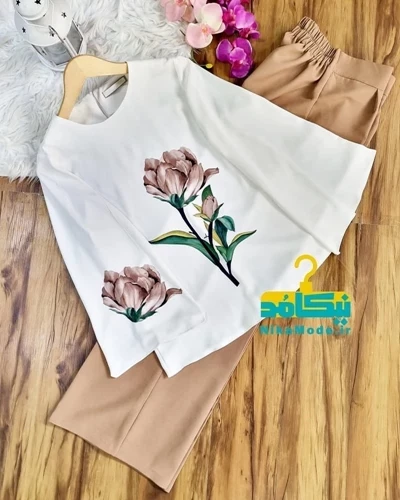 ست شومیز وشلوار رز نسکافه ای