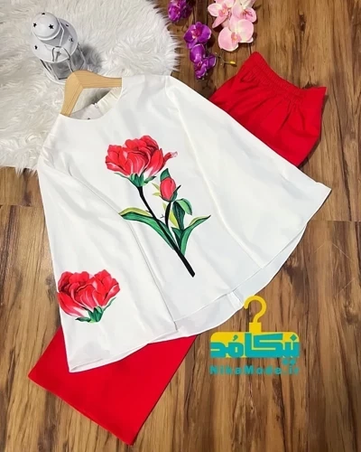 ست شومیز و شلوار رز قرمز