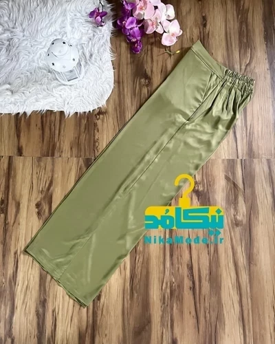 شلوار بگ ساتن سبز سدری