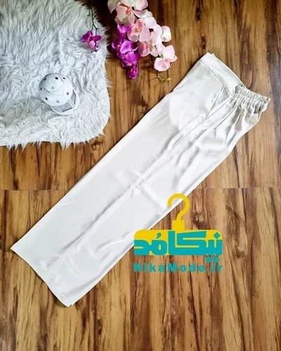 شلوار بگ ساتن کرم
