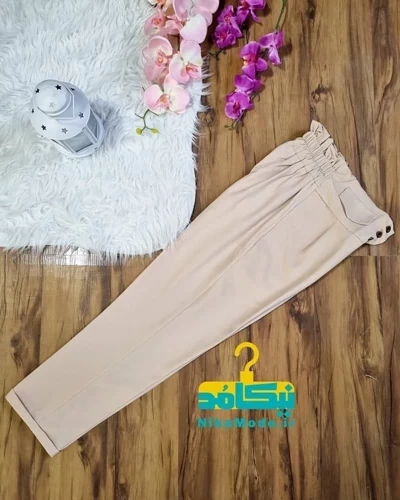 شلوار زنانه مام فیت کرم روشن