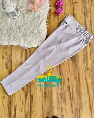شلوار کمر نقاب دار طوسی