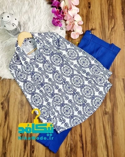 شومیز جلو دکمه طرح افشان کاربنی