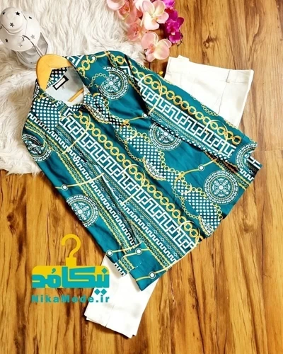 شومیز جلو دکمه ورساچه توپی سبز