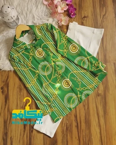 شومیز جلو دکمه ورساچه سبز عقیق