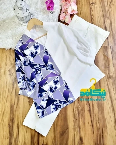 شومیز نیمه ماربل بنفش