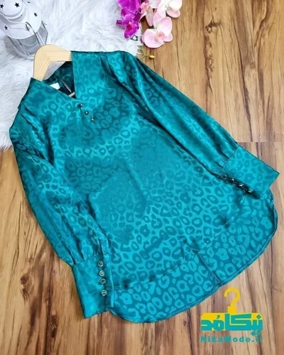 شومیز ژاکارد پلنگی سبز