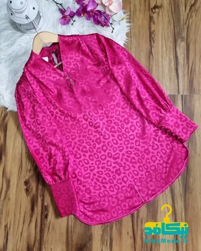 شومیز ژاکارد پلنگی سرخابی
