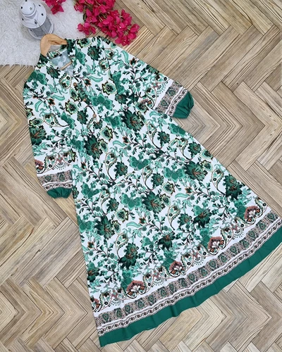 پیراهن ساحلی زنانه پردیس سبز آبی طرح گلبرگ