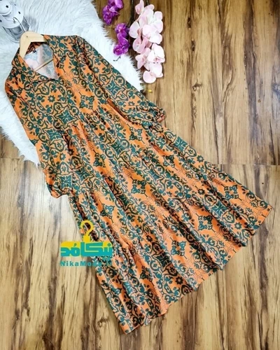 پیراهن ساحلی ساحل نارنجی سبز
